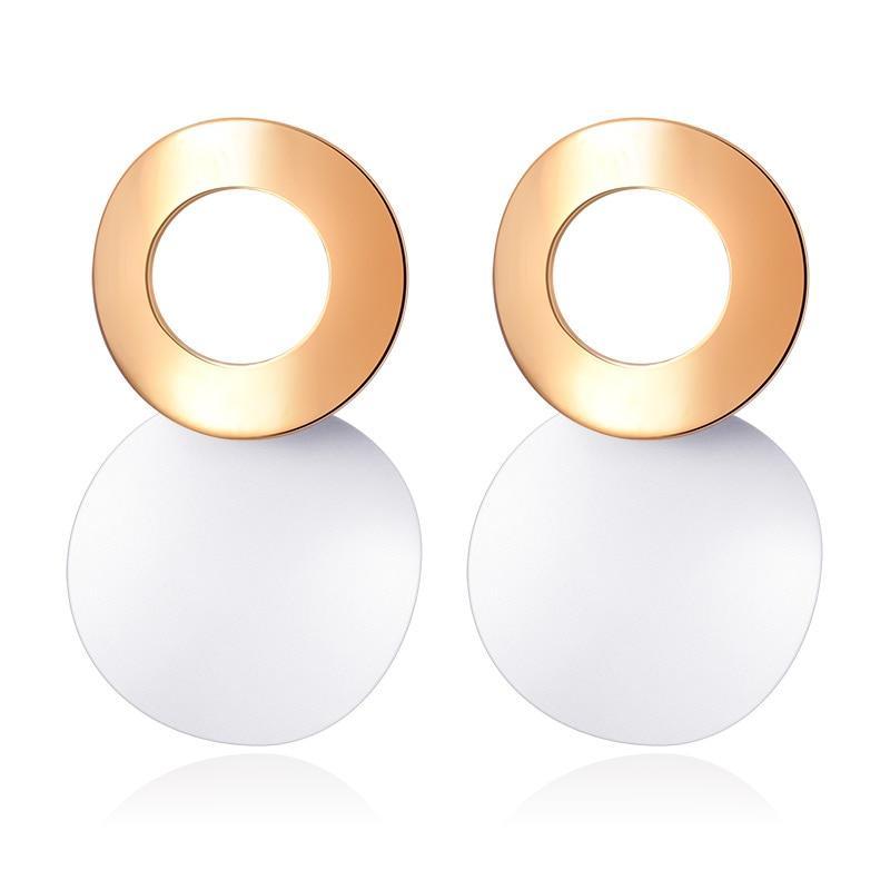 New Modern Korean Statement Round Luxury Earrings For Women Perfect Geometric Elegant Gold Shell Fluff Dangle Drop Earrings