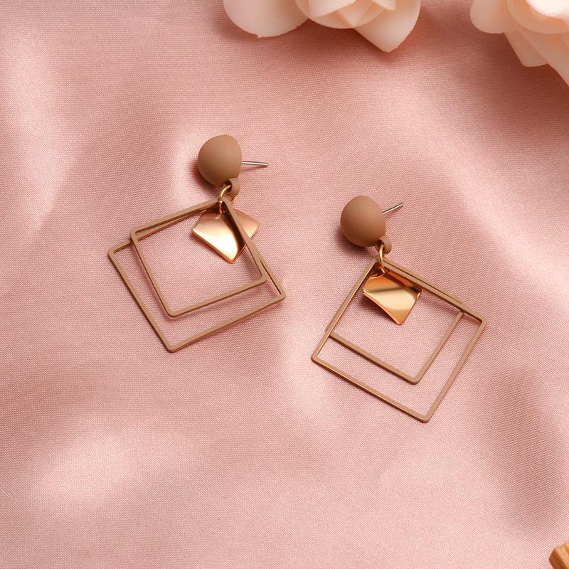 New Fashion Round Dangle Drop Korean Earrings For Women In Geometric Round Heart Gold Earring Wedding Elegant Style