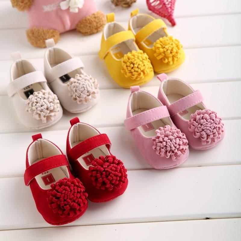 Candy Colors Newborn Baby Prewalker Princess Girl Crib Big Flower Soft Bottom Anti-slip Shoes Footwear  Shoes