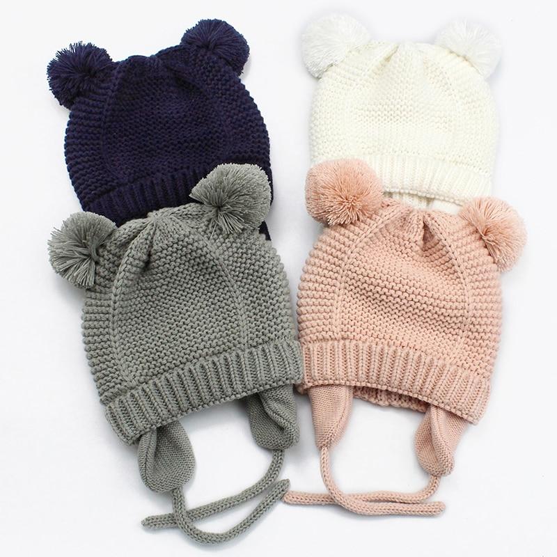 Modern Elegant Baby Knitted Pompom Cap Thick Warm Winter Ear Warm Kids Hat For Boys and Girls For Winter Cap