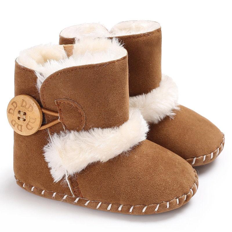 Newborn Infant Baby Snow Boots Winter Warm Cotton Baby Shoes Solid Button Autumn Ankle Bright Colors Boots