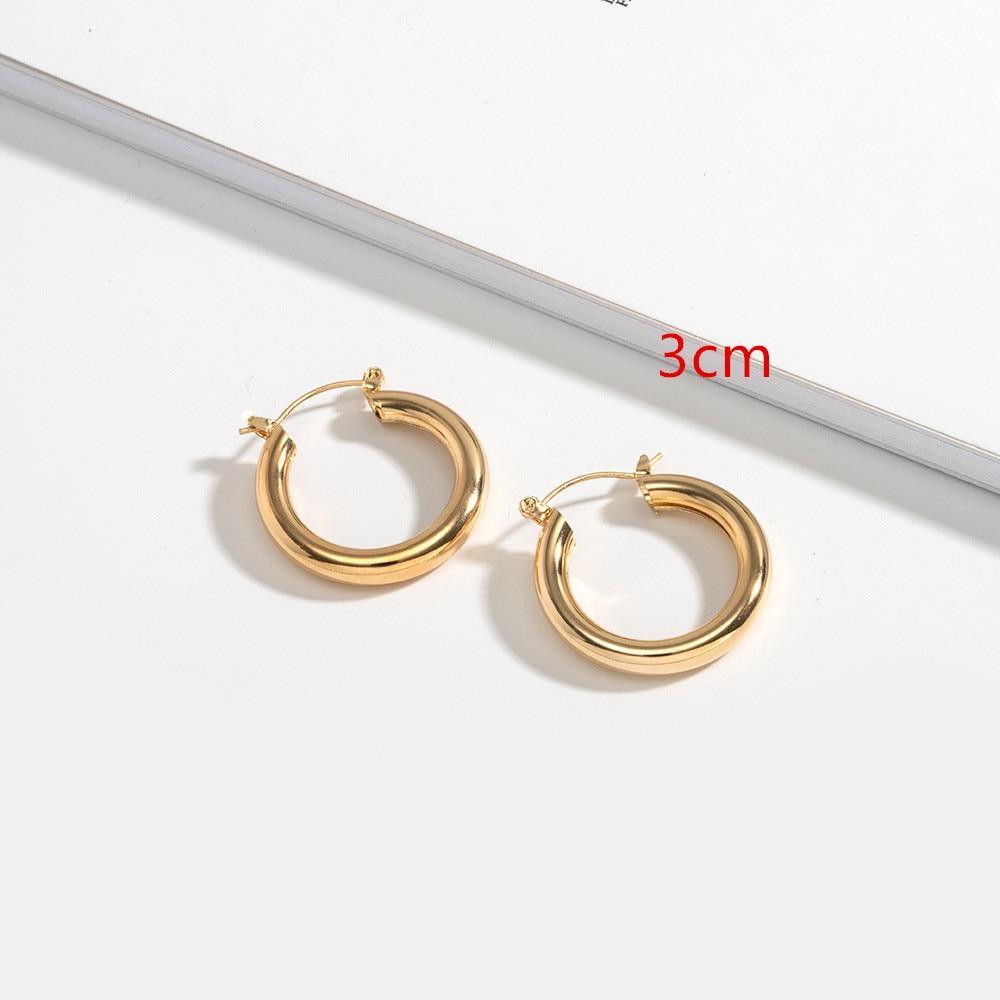 New Minimalist Gold Metal Large Circle Geometric Round Big Hoop Earrings for Women and Girl In Wedding Party Jewelry Style