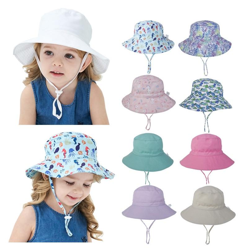 Modern Baby Hat for Girls & Boys Kids Bucket Hat Travel Beach Hat Baby Cap Sun Hats with Windproof Rope