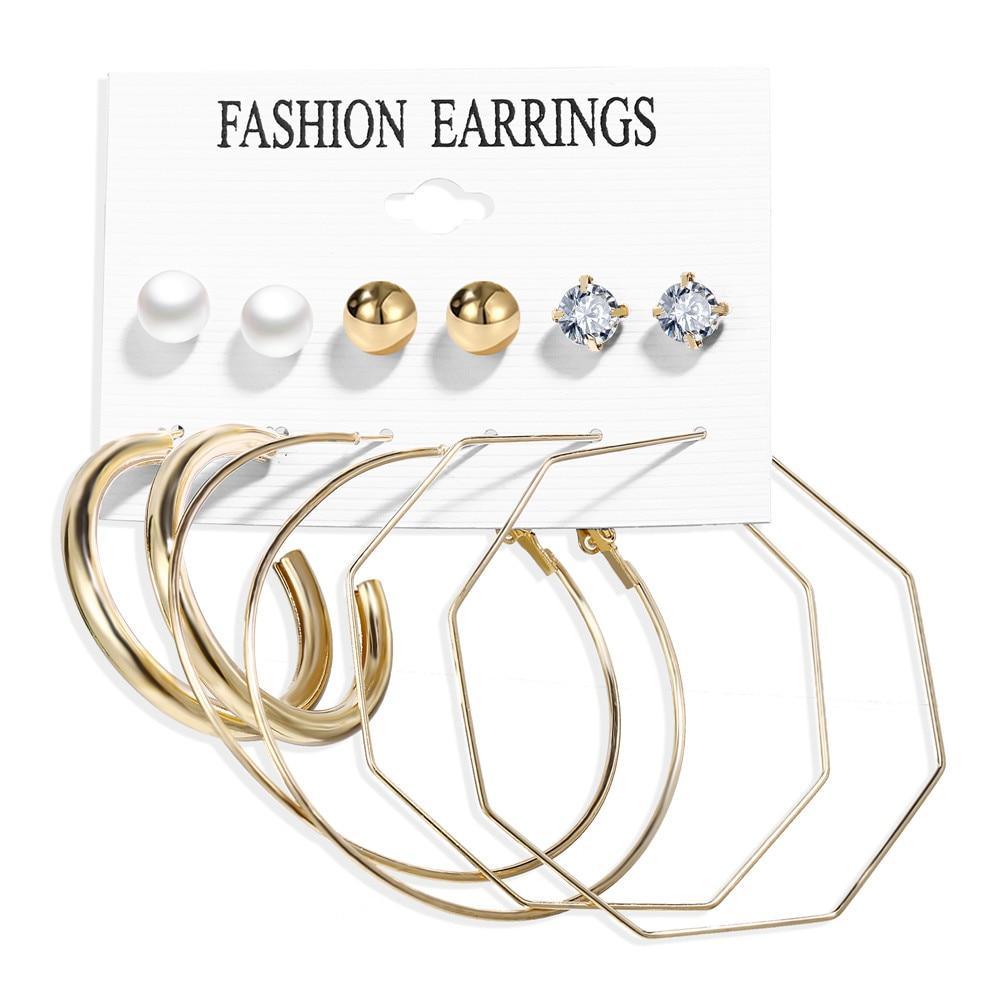 Elegant Plain Gold Metal Pearl Hoop Earrings In Fashion Big Circle Style For Women