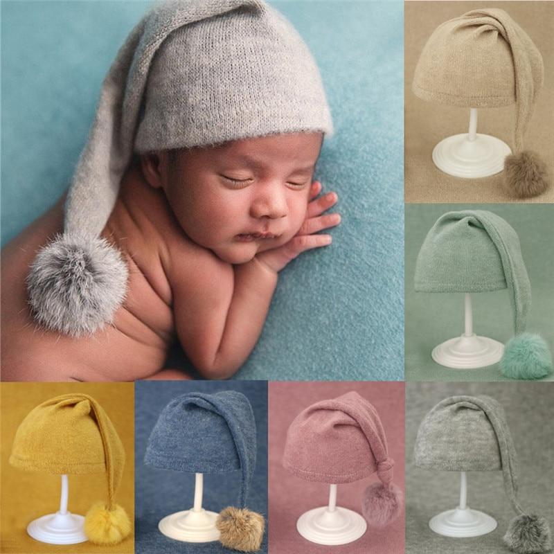 Modern Newborn Photography Props Knit Cap With Fur Ball For Newborn Baby Cap Great For Photo Studio Photography Props Cap Beanie Baby