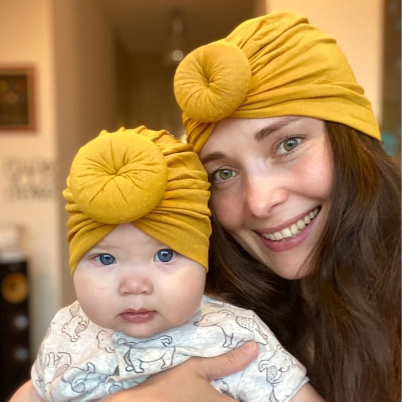 Trend New Mother & Baby Hat Soft Cotton Turban Hat Baby Elastic Toddler Infant Cap For Girls and Women