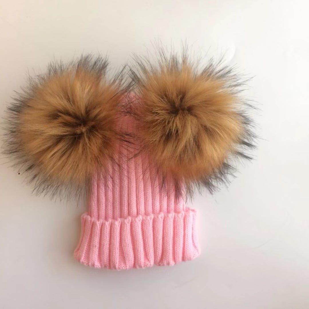 Modern Trend Children's Winter Toddler Baby Kids hat Cap With Two Double Pompom Ears Funny Hat