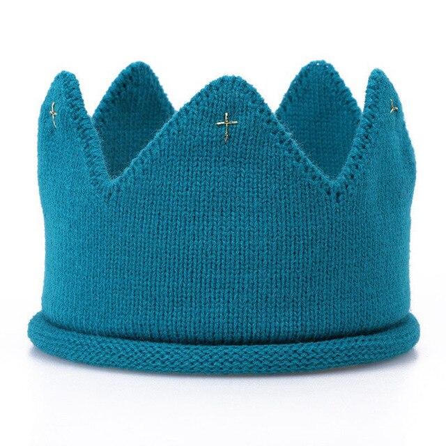 Modern Luxury New Trend  Baby Hat Girls and Boys Crown Knitted Cap Toddler Empty Top Hats Newborn Design Woolen Yarn Bonnet For Kids