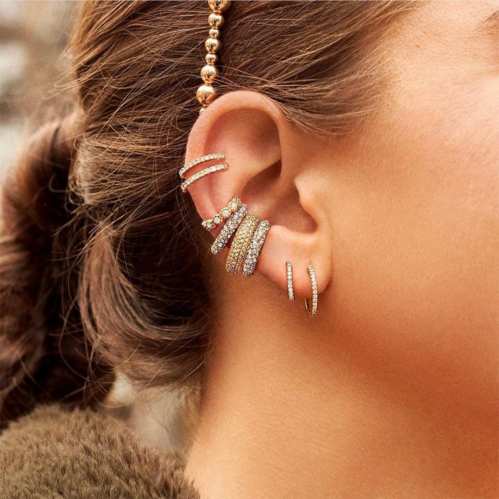 Luxury Multicolor CZ Crystal Cuff C Shaped Ear Clips No Pierced Cartilage Earring for Women In Modern New Design