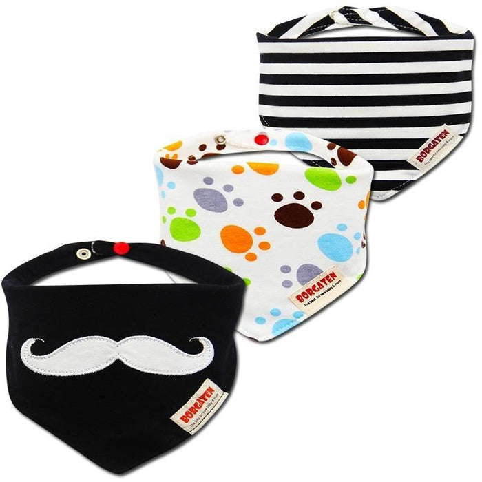 3PCS Comfortable Waterproof Organic Cotton Baby Burp Cloth Bandanna Scarf Bibs For Newborn Baby Boy And Girl