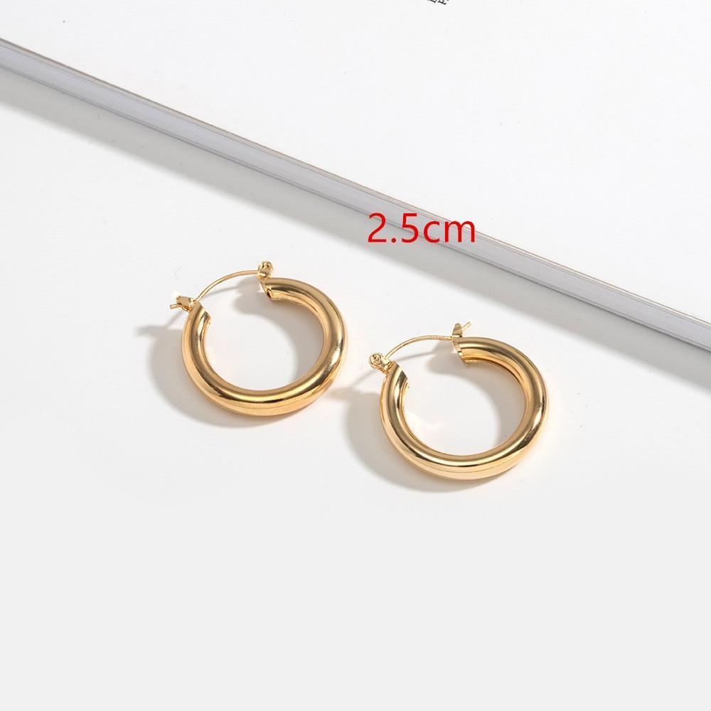 New Minimalist Gold Metal Large Circle Geometric Round Big Hoop Earrings for Women and Girl In Wedding Party Jewelry Style