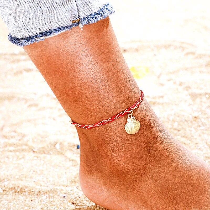 Luxury Leg Brecelet Gold Color Tassel Beads Anklet Bracelet for Leg for Women Set