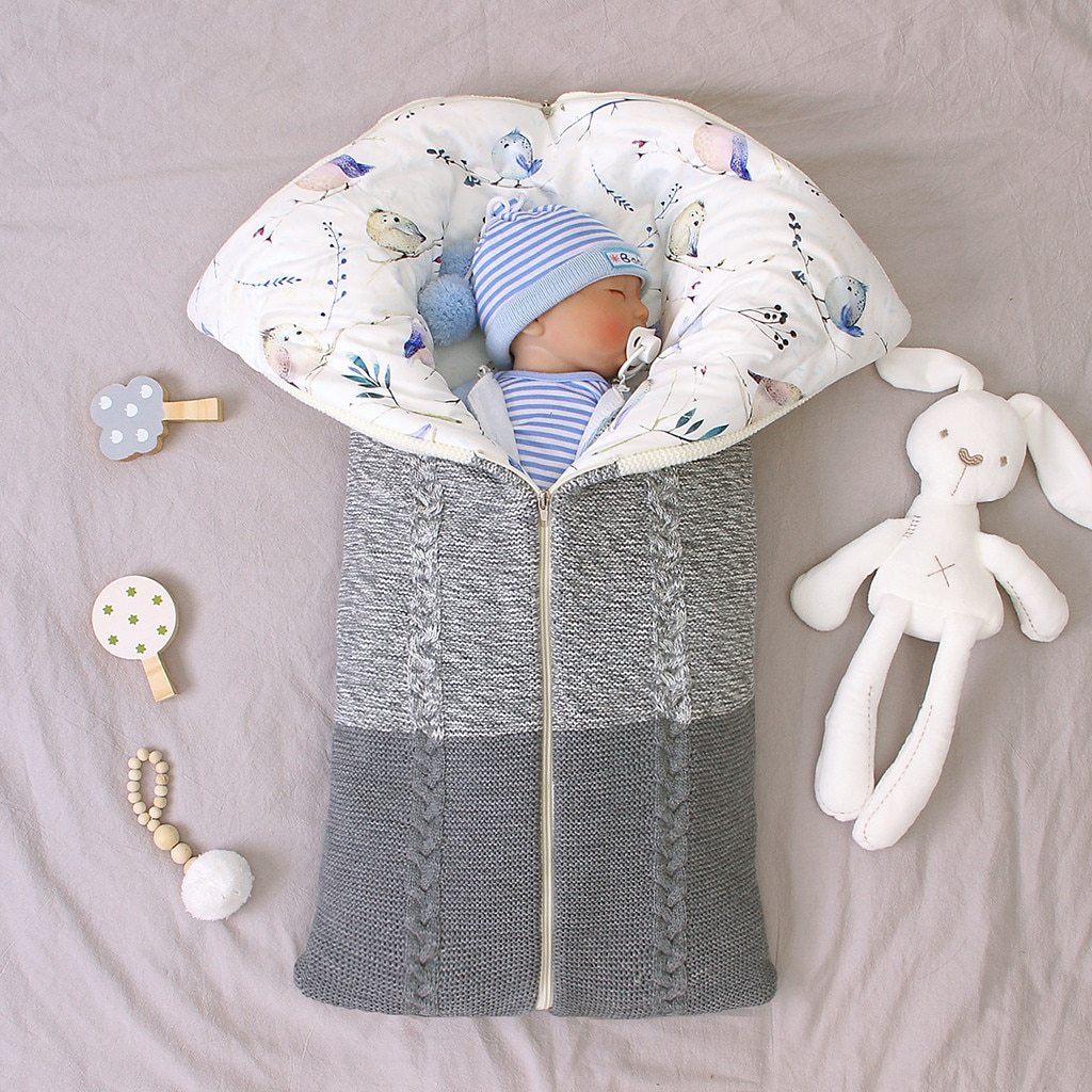 Newborn Infant Baby Knit sleep bag Stroller envelope Blanket Winter Warm Swaddle Wrap Sleeping Bags