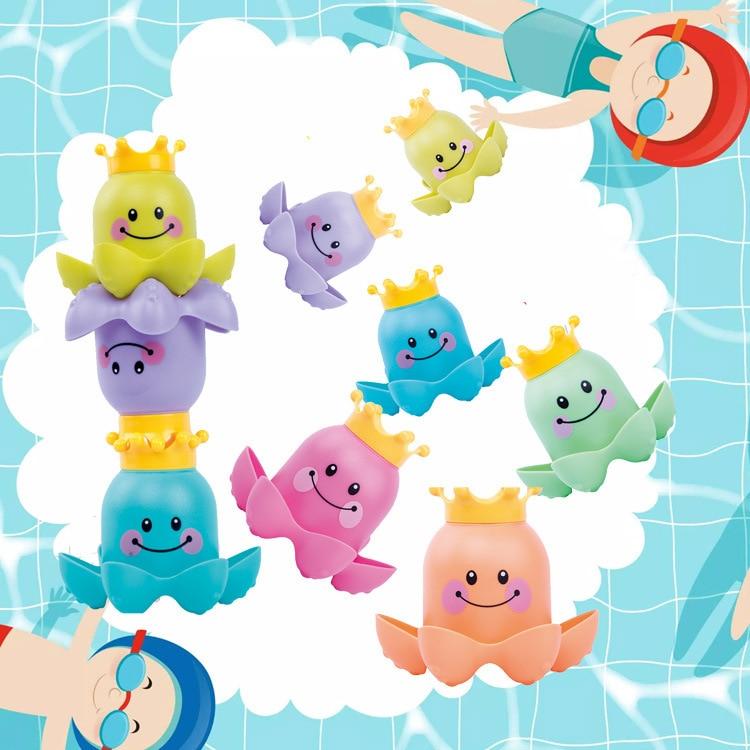 Kids Ocean Life Octopus Stacking Cups Bath Toy Children Play Educational Cute Cartoon Bathroom Toys