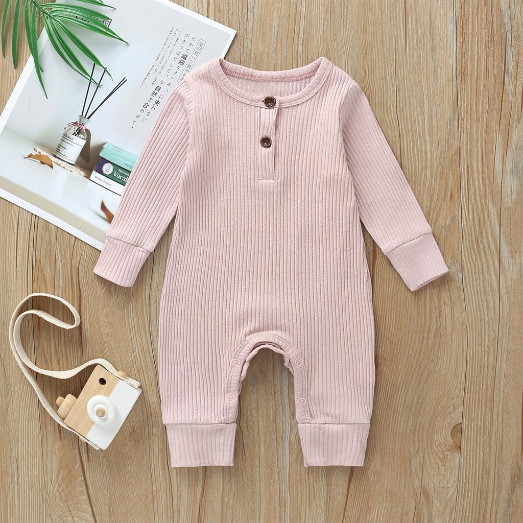 Infant Baby Boy And Girl clothes One-Piece Knitted Solid Long Sleeve Romper Jumpsuit In Classic Deisgn