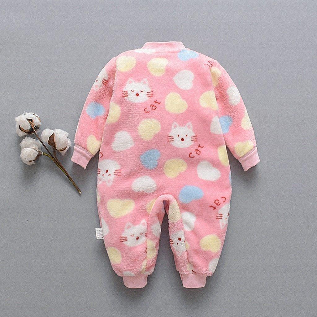 Newborn Infant Baby Jumpsuit Children Cartoon Animal Fleece Warm Romper Jumpsuit for baby Boy Girls Plush Material