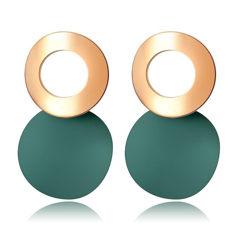 New Modern Korean Statement Round Luxury Earrings For Women Perfect Geometric Elegant Gold Shell Fluff Dangle Drop Earrings