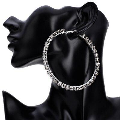 Modern Fashion Trendy Stunning Glass Rhinestone Gems Luxury Hoop Earrings For Women Elegant Jewelry Fashion Earrings