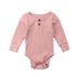 Newborn Infant Baby Girl Boy Ribbed Bodysuit  Ruffle  Long Sleeve One-Pieces Solid Jumpsuit Outfits For Girls