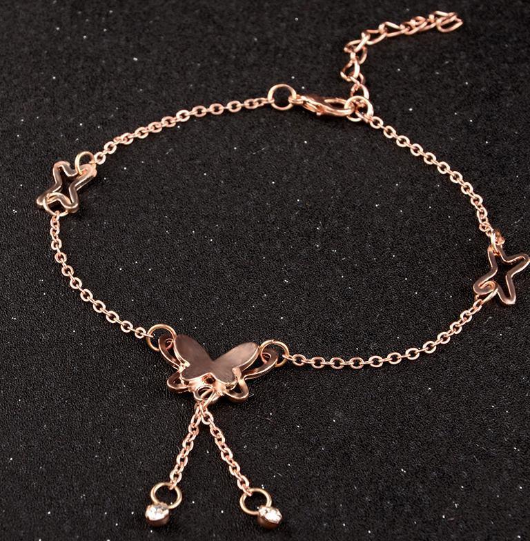 Butterfly Pendant Anklets Foot Chain Leg Bracelet Handmade Anklet Rose Gold Silver Color Jewelry