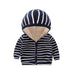 Baby Spring Autumn Striped Cardigan Button Velvet Lining Clothes Newborn Long Sleeves Coat/Jacket For Boys and Girls