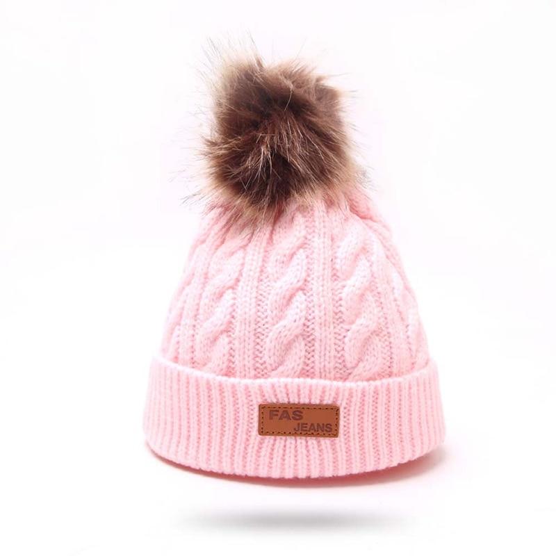 Modern Warm Baby Beanies Hat Pompon Children Hats Knitted Cute Cap For Girls Elegant For Winter