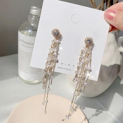 Modern Wind Long Tassel Pendant Luxury Vintage Stud Earrings Great Elegant Exquisite Prevent Allergy Women Jewlery