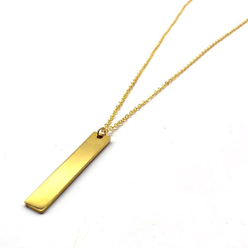 Fashion New Black Rectangle Pendant Necklace Trendy Simple Stainless Steel Chain Men Necklace Jewelry Gift