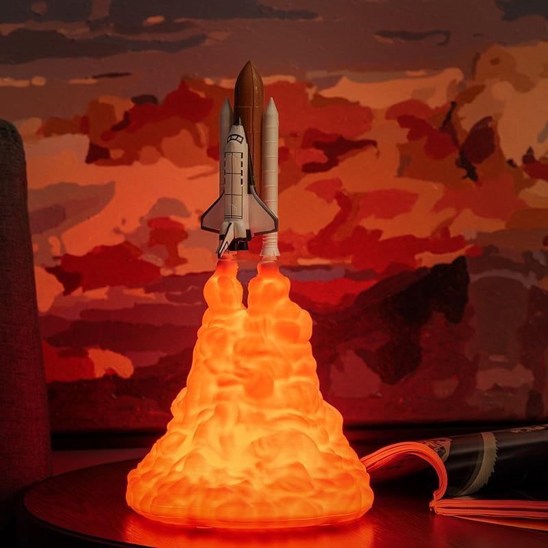 NEW Popular Space Shuttle Lamp and Moon lamps In Night Light By 3D Print For Space Lovers Rocket Lamp