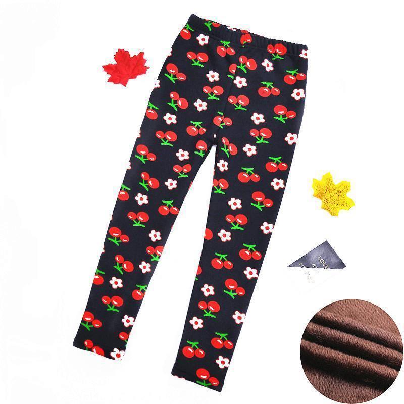 Baby Girls Leggings Thick Warm Dot Pants Kid Girl Leopard Plus Pants Children Vintage Flowers Trousers For Girls Kids