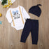 Modern Formal Baby Boys Gentlemen Sets Bow Tie Romper +Long Pants+ Hat Autumn Outfits For Boys Kids