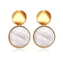 New Modern Korean Statement Round Luxury Earrings For Women Perfect Geometric Elegant Gold Shell Fluff Dangle Drop Earrings