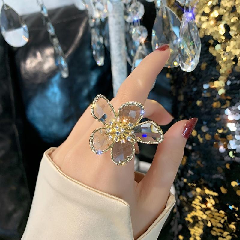 New Design Fashion Jewelry Opening High-Grade  Zircon Butterfly Ring Luxury Shiny Cocktail Party Ring For Women