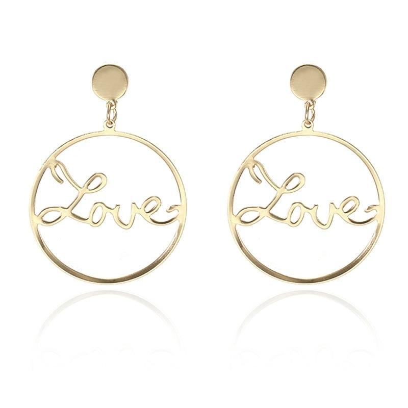 New Fashion Round Dangle Drop Korean Earrings For Women In Geometric Round Heart Gold Earring Elegant Style