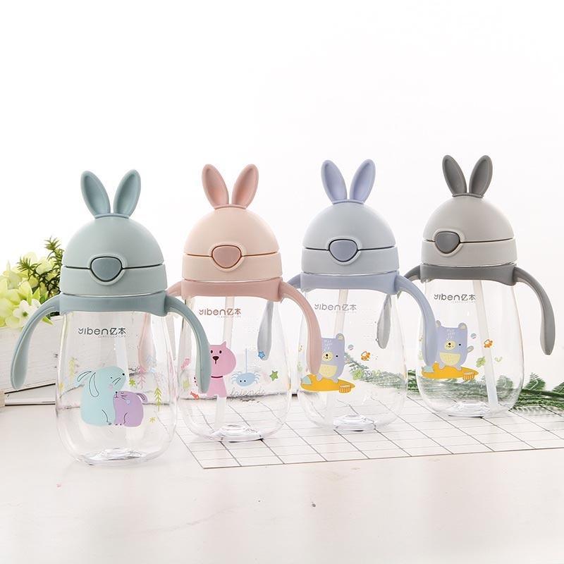 Rabbit Baby Feeding Cup with a Straw BPA Free Children Feeding Drinking Handle Water Bottles Training Cup For Milk For Kids and baby