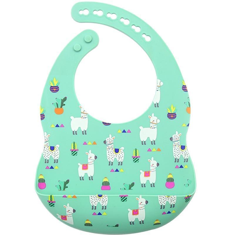 Cartoon Printed Adjustable Waterproof Silicone Feeding Bib Burp Cloth for  Baby