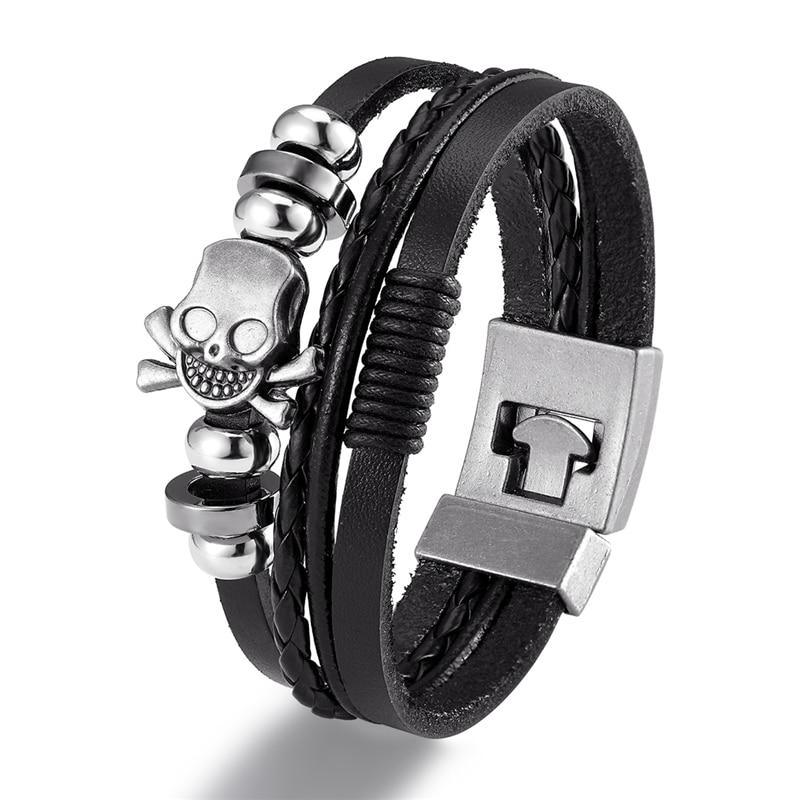 Elegant Fashion Bracelet Genuine Leather Amazing Multi-Layer Anchor Luxury Bracelet For Men Vintage Punk Rock For Women Alloy Beads Nautical Jewelry