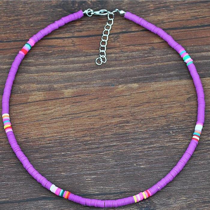 Handmade Polymer Clay Necklace Soft Pottery Choker Necklace Colorful Surfer Beads Collar  Jewelry Gifts