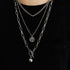 Modern Metal Ball Coin Cross Pendant Multi-layer Design Long Chain Necklace For Women In elegant Modern Design