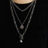 Trend New Luxury Elegant Cool Ladies Metal Ball Coin Cross Pendant Multi-layer Design Long Chain Necklace For Women In elegant Modern Design