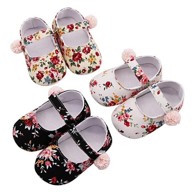 Baby Shoes Breathable Floral Print Anti-Slip Shoes Casual Walking Soft Soled Luxury First Walkers