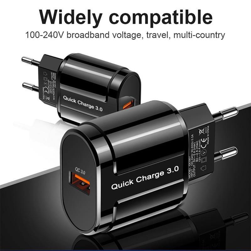 Fast Portable Quick 3.0 USB Charging Powerful Charger EU US Wall Mobile Phone Charger Adapter