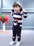 Baby Boy Cartoon Cute Bear Striped Printed Cotton Long Sleeve Two-piece Clothes Set For Boys Kids