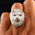 Fashion Golden Lion Head Ring Full Rhinestone Stainless Steel Animal Statement Finger Rings for Men Hip-Hop Punk & Epic Jewelry Design