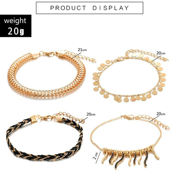 Handmade Unique Layered Gold Shell Pendant Chain Ankle Bracelet Foot Jewelry for Ladies and Women