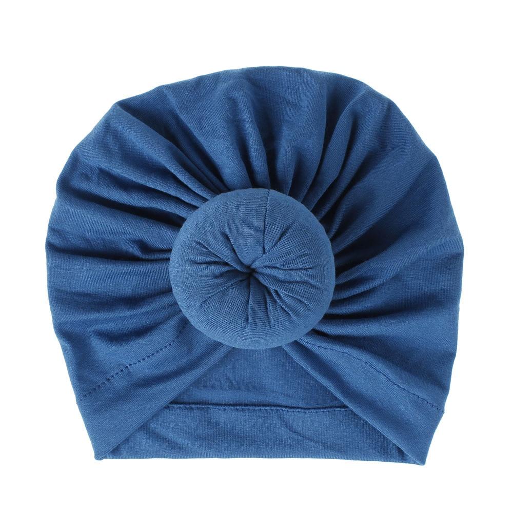 Handmade Pleated Flower Babies' Knitted Cotton Cloth Turban For Baby Girls In Elegant Style