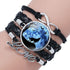 Classic Retro Wolf Head Elegant Bracelet Leather Bangle Luxury Bracelet Jewelry Boho Glass Moon Men Wrap Bangles For Men Women