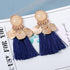 Luxury Elegant Tassel Modern Tassel Earrings for Women In  Cotton Silk Fabric Long Fringe Drop  Earrings Design