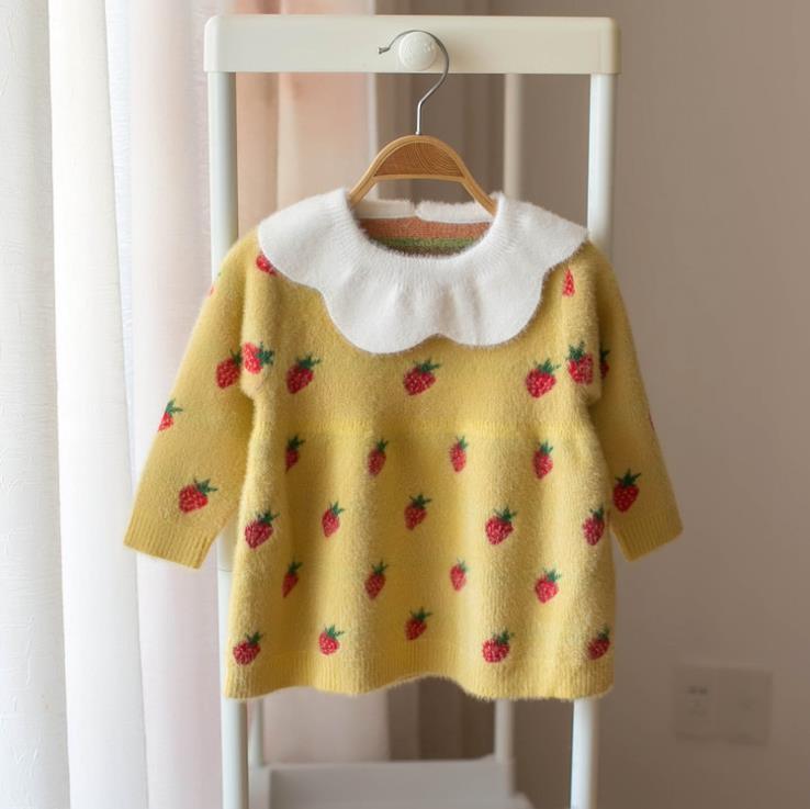 Modern Cotton Warm Winter Knitted Clothes Infant Toddler Top Dress For Girls Kids