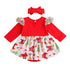 Christmas Outfits Long Sleeve Ruffles Romper Dress Cotton Santa Claus Puffy Baby Girl Party Clothes Set